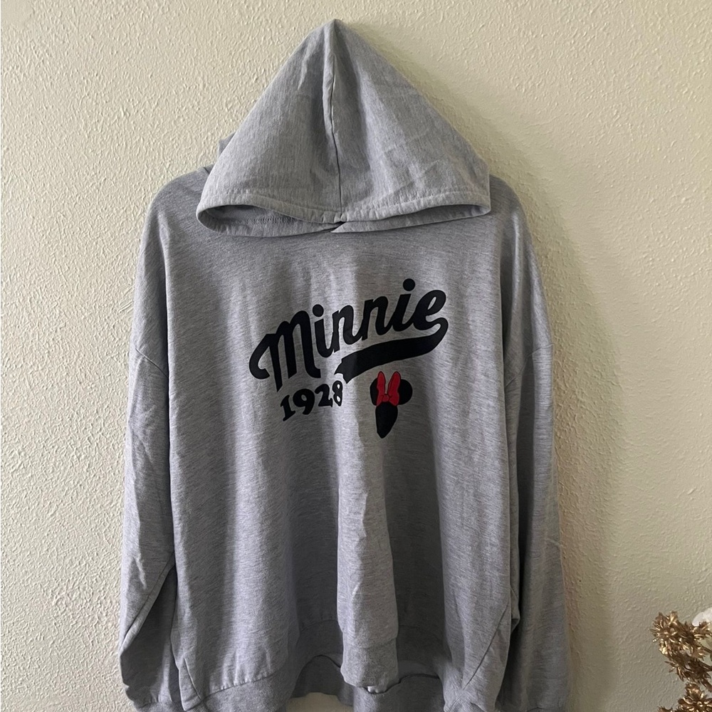 Disney Minnie Mouse 1928 Gray Hoodie with red sleeve stripes- Women’s 3X Plus